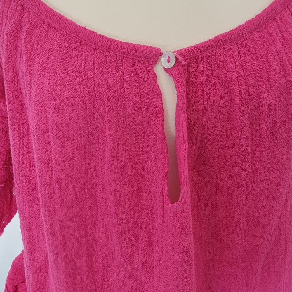 Jen's Pirate Booty Off Shoulder Poncho Style OS Pink Cotton - Picture 2 of 9